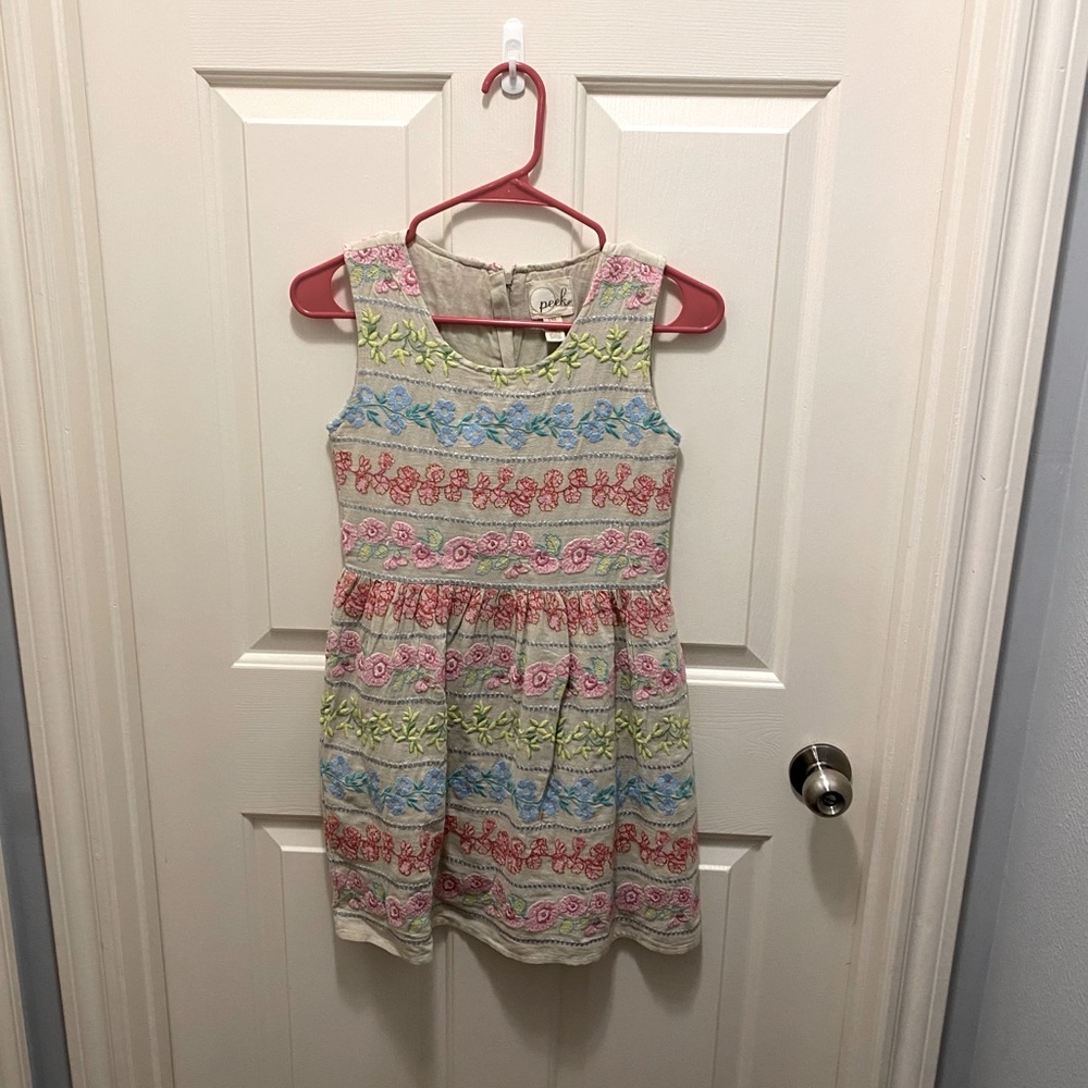 Peek Girls khaki floral dress size 12